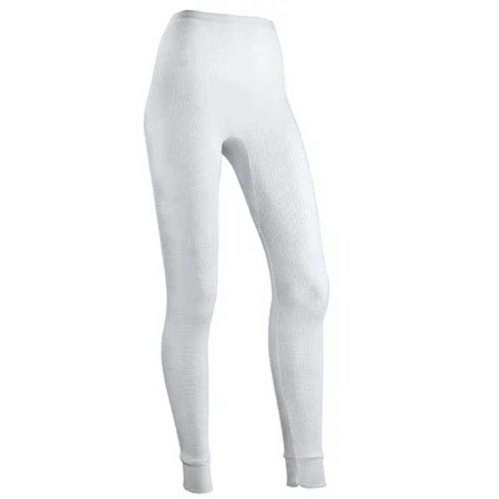 Indera Women's White Warmwear Traditional Waffle Thermal Bottoms S
